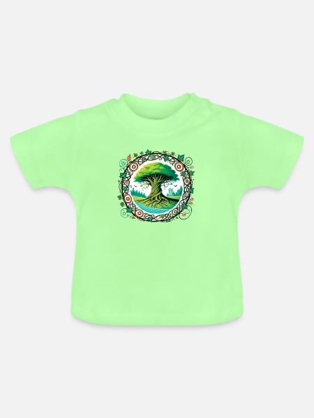 Baum des Lebens - Baby Bio-T-Shirt mit Rundhals - Mintgrün