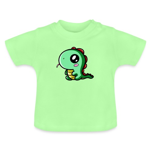 Dinosaurio Kawaii - Camiseta orgánica para bebé con cuello redondo
