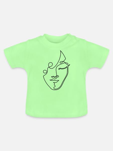 LineArt Frauengesicht - Baby Bio-T-Shirt mit Rundhals - Mintgrün