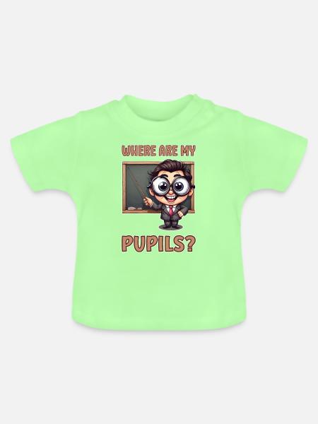 Where are my pupils? - Baby Bio-T-Shirt mit Rundhals - Mintgrün