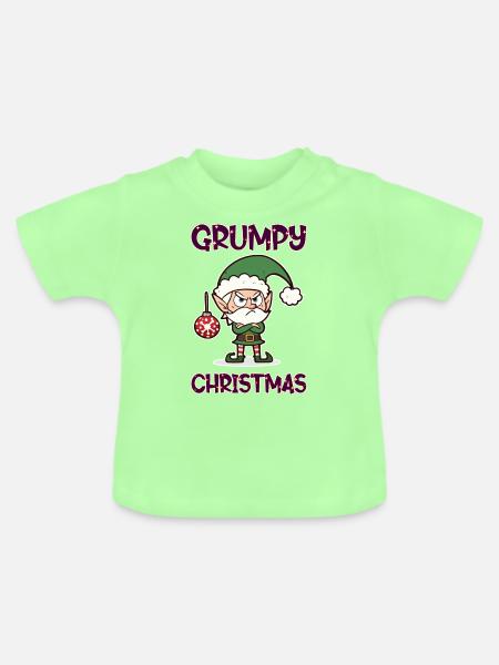 Grumpy Christmas Elf - Baby Bio-T-Shirt mit Rundhals - Mintgrün