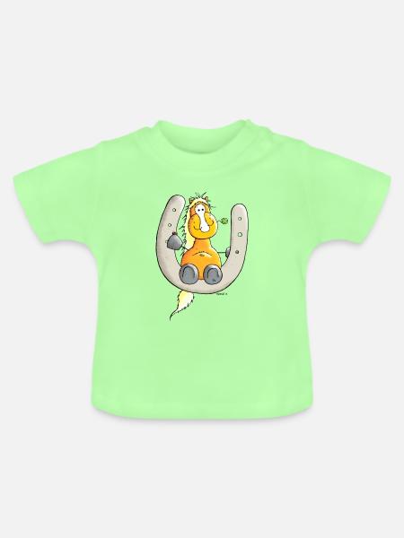 Glückspferd - Pferd - Glück - Baby Bio-T-Shirt mit Rundhals - Mintgrün