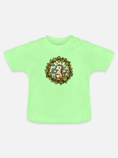 Efeu-Baby-Drache - Baby Bio-T-Shirt mit Rundhals - Mintgrün