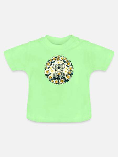 Koala, Bär und Gänseblümchen - Baby Bio-T-Shirt mit Rundhals - Mintgrün