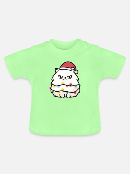 Kuschelkätzchen mit Lichterkette - Baby Bio-T-Shirt mit Rundhals - Mintgrün
