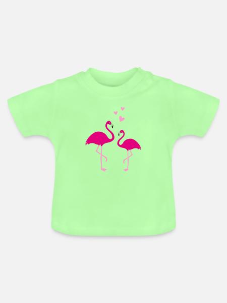 Flamingos Liebe Duo - Baby Bio-T-Shirt mit Rundhals - Mintgrün