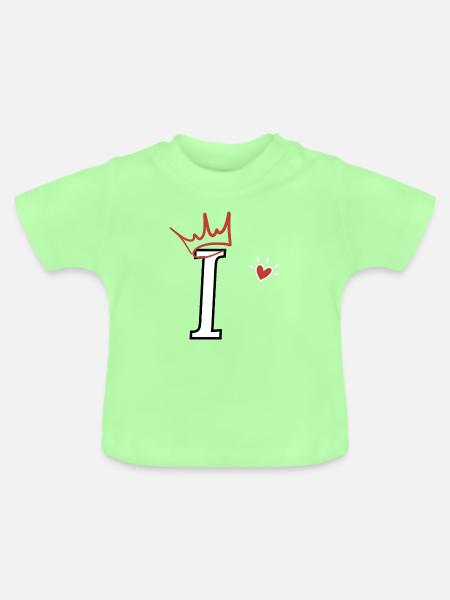 Buchstabe i Kronenherz - Baby Bio-T-Shirt mit Rundhals - Mintgrün