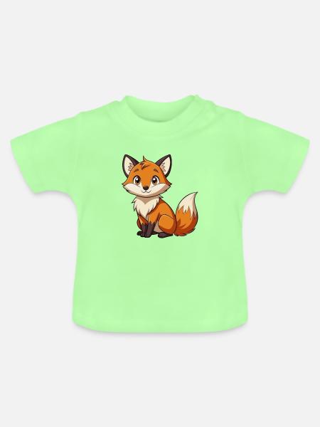 Kuscheliger Fuchs Cartoon Print - Baby Bio-T-Shirt mit Rundhals - Mintgrün