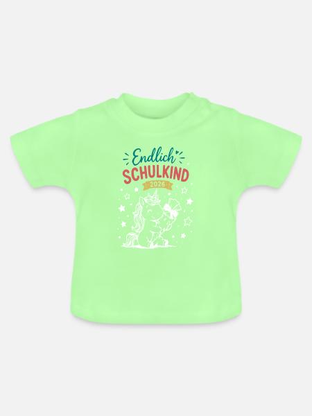 Endlich Schulkind 2026 - Baby Bio-T-Shirt mit Rundhals - Mintgrün