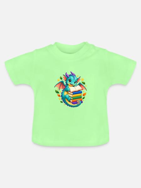 Buchlesender Drachenzauber - Baby Bio-T-Shirt mit Rundhals - Mintgrün