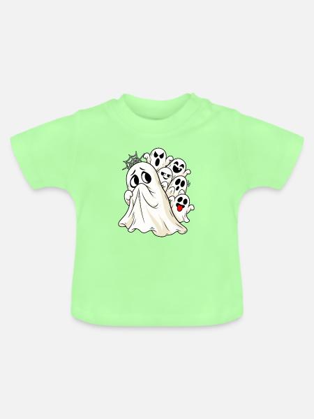 Ängstlicher Geist Halloween Gespenst Angsthase - Baby Bio-T-Shirt mit Rundhals - Mintgrün