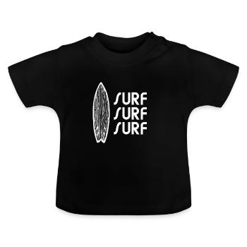 Surf Surf SUrf - Baby Organic T-Shirt with Round Neck - black - Front
