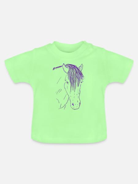 Pferd in pink - Baby Bio-T-Shirt mit Rundhals - Mintgrün