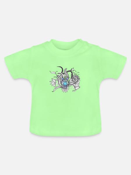 Ehrfürchtiger Wolf, lineart - Baby Bio-T-Shirt mit Rundhals - Mintgrün