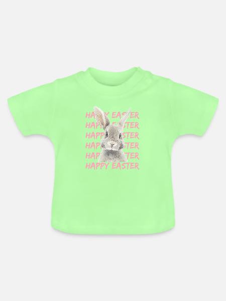 Pastellhase mit Easter-Muster - Baby Bio-T-Shirt mit Rundhals - Mintgrün