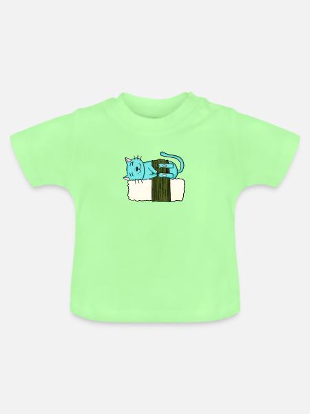 Sushi Katze - Baby Bio-T-Shirt mit Rundhals - Mintgrün