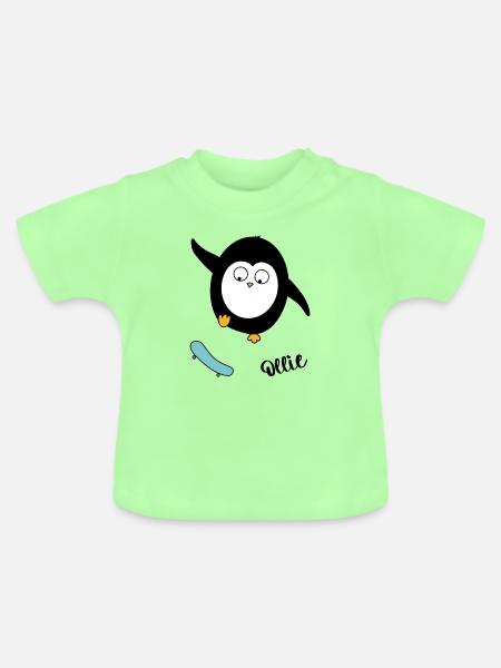 Skater Pinguin - Baby Bio-T-Shirt mit Rundhals - Mintgrün