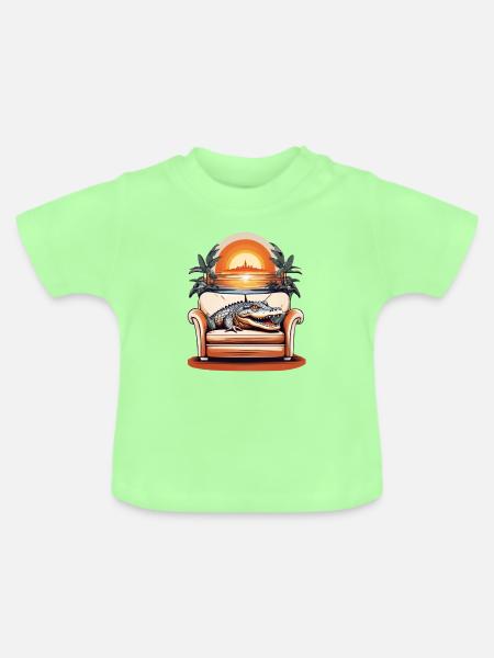 Alligator auf Sofa - Baby Bio-T-Shirt mit Rundhals - Mintgrün