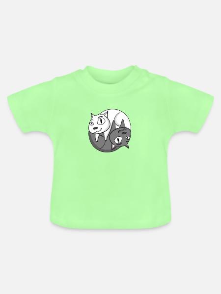 Yin Yang Katze - Baby Bio-T-Shirt mit Rundhals - Mintgrün