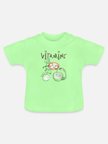 Vitamine, Obst - Baby Bio-T-Shirt mit Rundhals - Mintgrün