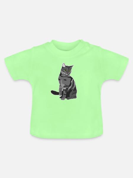 Graue Katze - Baby Bio-T-Shirt mit Rundhals - Mintgrün