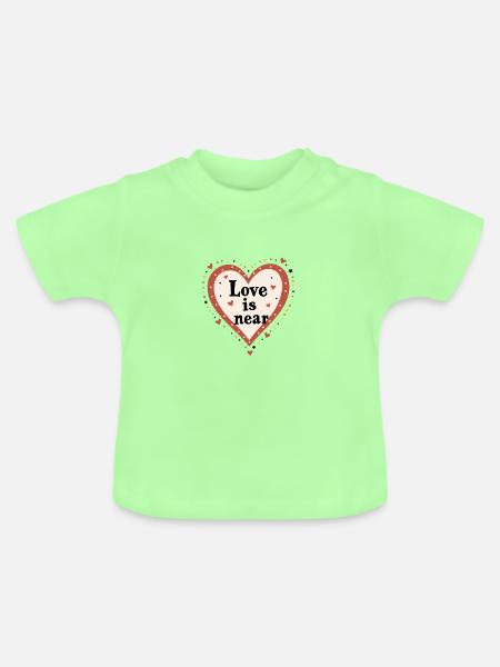 Love is near - Baby Bio-T-Shirt mit Rundhals - Mintgrün