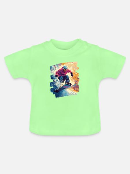 Snowboarder Pulverschnee - Baby Bio-T-Shirt mit Rundhals - Mintgrün