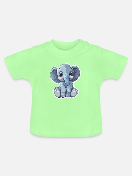 Elefant - Baby Bio-T-Shirt mit Rundhals - Mintgrün