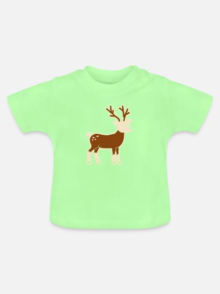 Niedliche Hirsche Verspielte Illustration Karibu - Baby Bio-T-Shirt mit Rundhals - Mintgrün