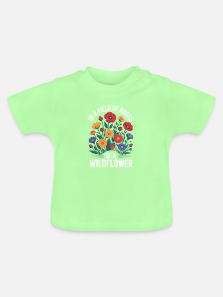 Wildblumen Spruch Inspiration - Baby Bio-T-Shirt mit Rundhals - Mintgrün