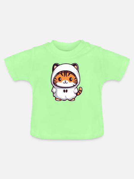 Tiger Halloween Geist - Baby Bio-T-Shirt mit Rundhals - Mintgrün