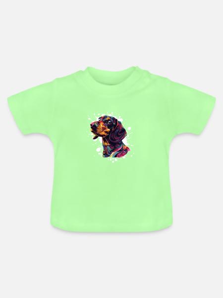 Farbenfroher Hundenkopf Splatterkunst - Baby Bio-T-Shirt mit Rundhals - Mintgrün