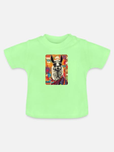 Lama - Baby Bio-T-Shirt mit Rundhals - Mintgrün