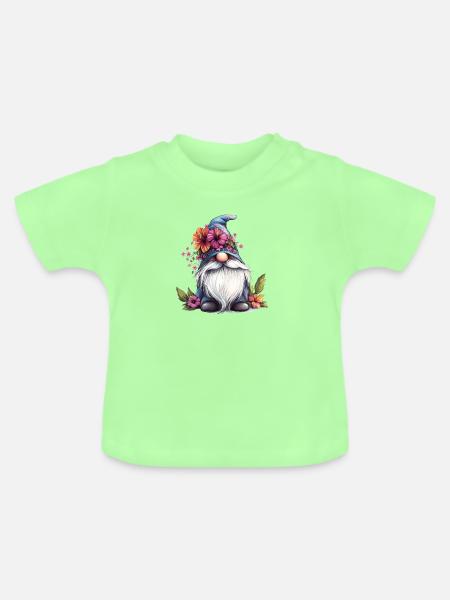 Blumenpracht Gartenzwerg - Baby Bio-T-Shirt mit Rundhals - Mintgrün