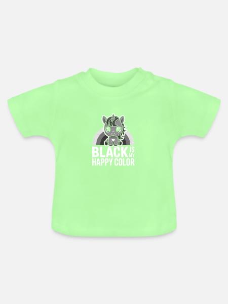 Graues Einhorn mit Regenbogenbogen - Baby Bio-T-Shirt mit Rundhals - Mintgrün