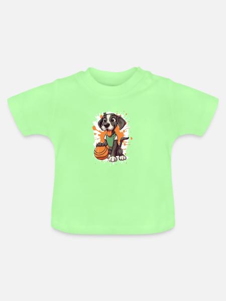 Basketball Hund Cartoon - Baby Bio-T-Shirt mit Rundhals - Mintgrün