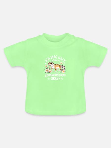 Leopardgeckos Okay Florale Illustration - Baby Bio-T-Shirt mit Rundhals - Mintgrün