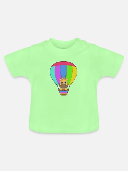 Giraffe Heißluftballon - Baby Bio-T-Shirt mit Rundhals - Mintgrün