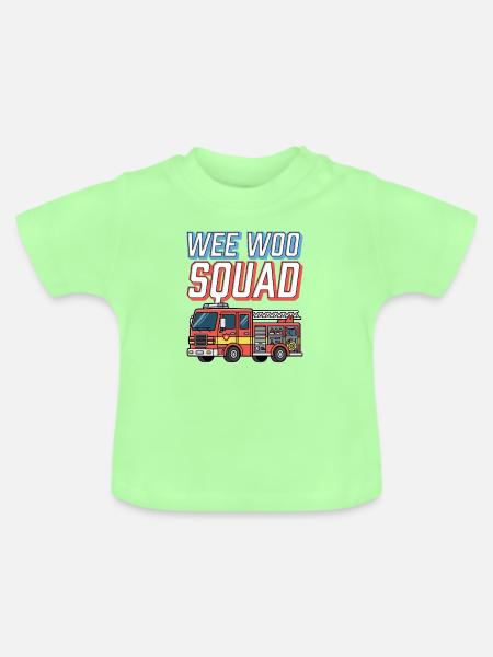 Wee Woo Squad Feuerwehrauto - Baby Bio-T-Shirt mit Rundhals - Mintgrün