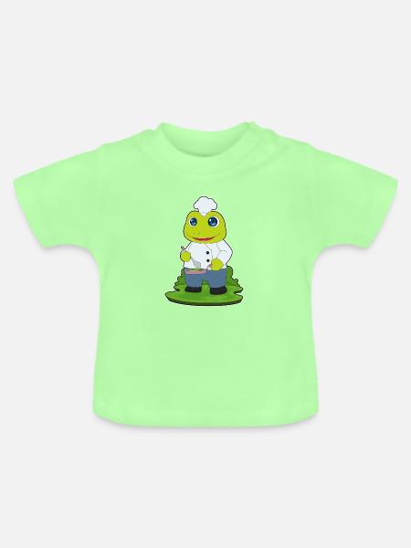 Frosch Koch Pfanne Kochen - Baby Bio-T-Shirt mit Rundhals - Mintgrün