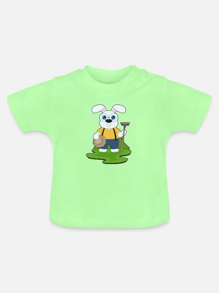 Hase Landwirt Harke Bauernhof - Baby Bio-T-Shirt mit Rundhals - Mintgrün
