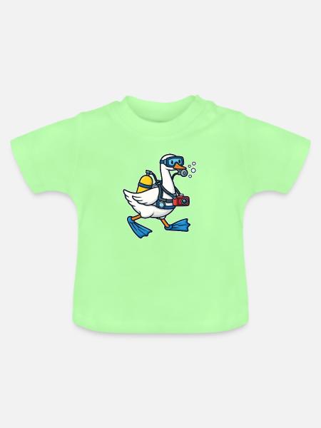 Taucher Ente mit Kamera - Baby Bio-T-Shirt mit Rundhals - Mintgrün