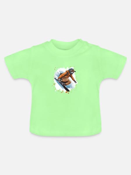 Greyhound Hund Snowboard - Baby Bio-T-Shirt mit Rundhals - Mintgrün