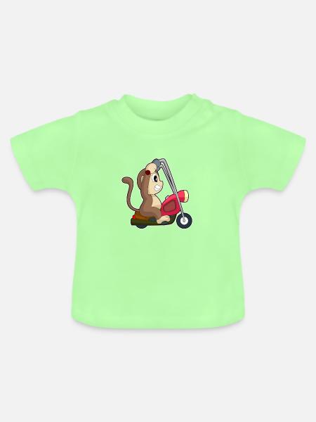 Affe Motorrad - Baby Bio-T-Shirt mit Rundhals - Mintgrün