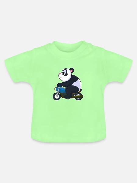 Panda Motorrad - Baby Bio-T-Shirt mit Rundhals - Mintgrün