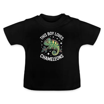 Don des Drôles Caméléons Drôles de Expressions Caméléon - T-shirt bio col rond Bébé - noir - Devant