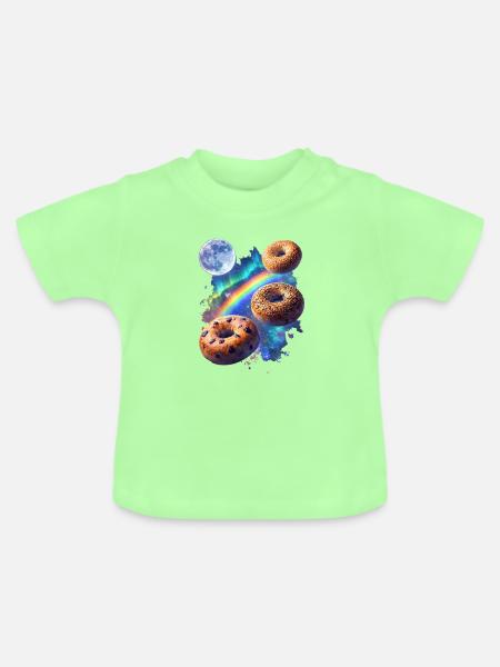 Kosmische Donuts über Regenbogenraum - Baby Bio-T-Shirt mit Rundhals - Mintgrün