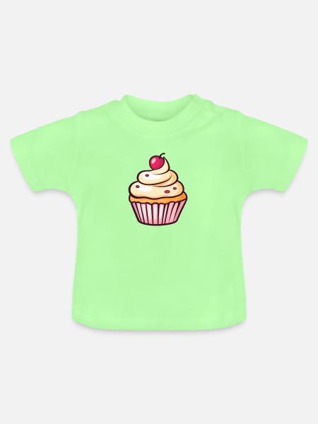 Pastell Cupcake Kirschkuss - Baby Bio-T-Shirt mit Rundhals - Mintgrün