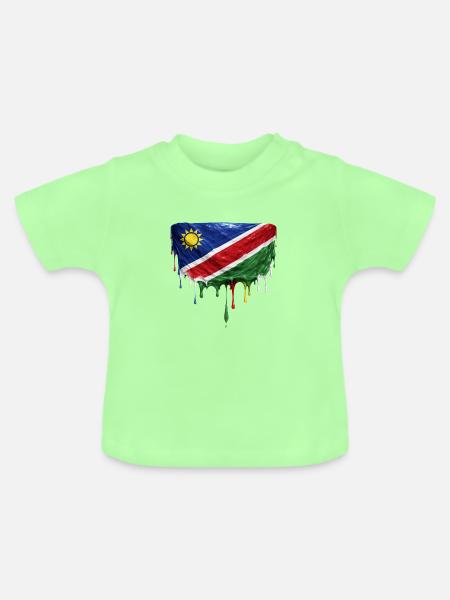 Namibia Flag Tropfenkunst - Baby Bio-T-Shirt mit Rundhals - Mintgrün