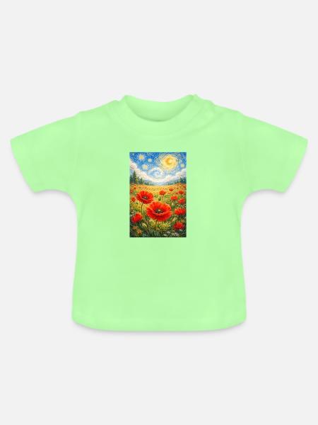 Mohnblume Sternennacht - Baby Bio-T-Shirt mit Rundhals - Mintgrün